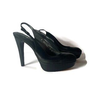 Stuart Weitzman Elegant Black Slingback Platform Heels
